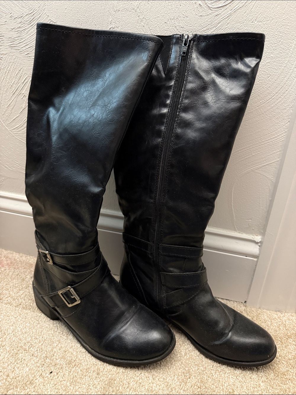 Arizona Jean Company Black Knee-High Buckle Riding Boots